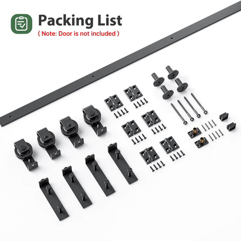 52 Inch Bifold Sliding Barn Door Hardware Track Kit With Side Mounted Black J Shape Rollers For Smooth Quiet Operation