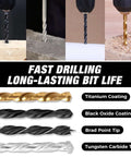 COMOWARE 246-pc drill bit set for cordless drills; titanium and black oxide coated bits for wood, metal, masonry.