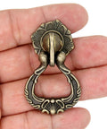 Set Of 4 Vintage Antique Brass Pendant Ring Pull Handles With Single Mounting Hole For Drawers Cabinets Dressers Wardrobes Cupboards
