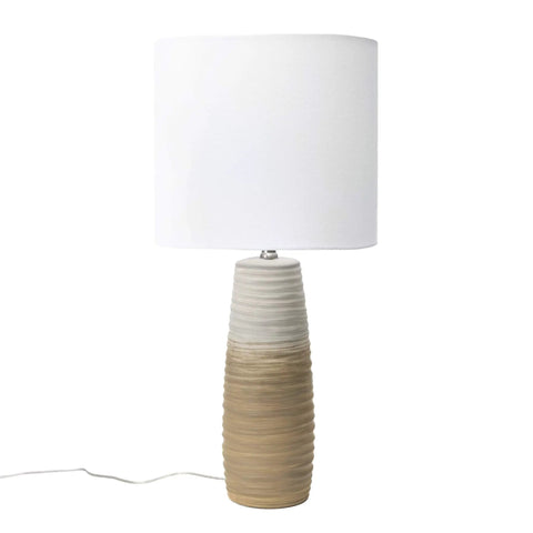 Monterey 30 Inch Ceramic Table Lamp With Ombre Finish And White Linen Shade, Ideal End Table Lighting For Living Room, Bedroom Or Dining Area, Brings A Warm Or Cool Ambiance With Any Bulb For A Cozy Vibe