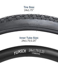 2 Pack 24 Inch Mountain Bike Tires And Tubes Set 24x1.75/47-507 Heavy Duty Tubes With AV32mm Schrader Valves Folding Replacement MTB