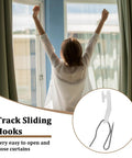 50 Pack White Plastic Traverse Rod Slides And Metal Curtain Hooks For Easy Smooth Curtain Hanging Durable No Fuss Window Drapery Track Replacement Kit With Quick Install, white track sliding hook