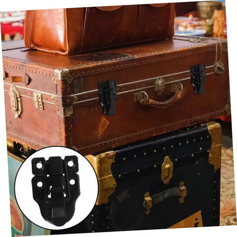 Spring Toggle Latch For Wooden Boxes With Retro Duckbill Hasp Lock Hardware Kit on vintage suitcase