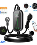 Portable Type 1 Electric Vehicle Charger 3.5Kw 16A Smart Wifi Bluetooth App Control Fast Charging Cable 3.5M with display and plug.