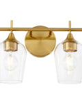 Gold Champagne Glass Vanity Lights Over Mirror, 2 Light Modern Wall Mount Fixture For Bathroom, Electroplated Metal Finish
