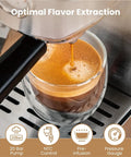 This 20 Bar Espresso Machine Straight Slaps With An Auto Milk Frother And Compact Stainless Steel Build delivering espresso extraction.