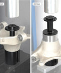 Heavy Duty Wheel Bearing Press And Removal Tool Kit For Quick Auto Repair Jobs No Sweat Installation showing removal and installation processes.