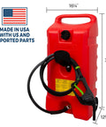 Flo N Go 14 Gallon Gas Caddy On Wheels With 53 Liter Portable Fuel Tank And Built In 10 Foot Hose And Fuel Transfer Pump For Lawn Mowers Farm Boats Marine Commercial And Home Use Red front view