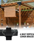 Heavy Duty 4 Way Right Corner Pergola Brackets Kit For 3.5 Inch Wood Beams And 4x4 Posts With Post Anchors Built For Patio Pergolas Gazebos And Log Cabins 4 Pack installed on a wooden pergola.