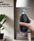 Hand installing 3MP Wireless WiFi Light Bulb Security Camera For Smart Home Surveillance 2.4GHz Dome Cam
