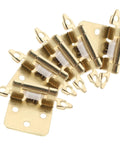 Close-up of Mobestech 5-pack semi-hidden spring-loaded cabinet hinges, gold finish for RV/camper cabinets