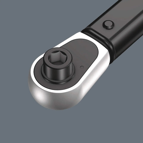 Close-up of Click-Torque A 20-Piece Set With Audible And Tactile Clicks torque wrench head, showing durable metal construction.