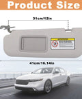 Hyundai Elantra Sun Visor Pair Replacement Kit 2011 2016 Non GT Driver And Passenger Side with size dimensions, gray leather.