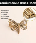 Knockout Brass Butterfly Swivel Hook Foldable Tri Arm Gold Finish, solid brass design for durable everyday use.
