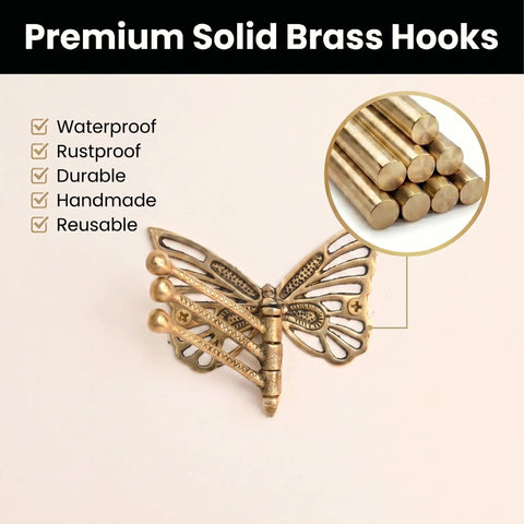 Knockout Brass Butterfly Swivel Hook Foldable Tri Arm Gold Finish, solid brass design for durable everyday use.
