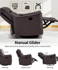 Side view of Soft Back Swivel Rocker Recliner Glider Chair for Living Room and Nursery, 360 Degree Spin with 30 Degree Glide, reclining position.