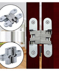2 Pack 180 Degree Swing Door Hinges, Concealed Invisible Cross Hinges For Cabinets And Furniture, 16x70mm Natural Finish, Durable Easy Install, Reliable