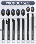 Indexable Lathe Turning Tools Set With Three Eighths Inch And Ten Millimeter Shanks Seven Tool Holders And Fourteen Carbide Inserts