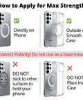 How to apply Magnetic Phone Mount With Sticky Base For PopSocket And Kindle, MagSafe Compatible, Over 2000Gs Magnet Strength, instructions.
