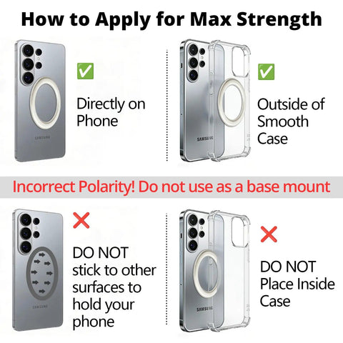 How to apply Magnetic Phone Mount With Sticky Base For PopSocket And Kindle, MagSafe Compatible, Over 2000Gs Magnet Strength, instructions.