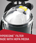Close-up of Backpack Pro Vacuum With HEPA Media Filter And Extra Long Cord Lightweight Bagged Cleaning System filter