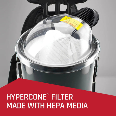 Close-up of Backpack Pro Vacuum With HEPA Media Filter And Extra Long Cord Lightweight Bagged Cleaning System filter