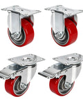 Workhorse Heavy Duty Caster Wheels Set Of 4 With Two Swivel Brakes And Two Rigid Units 3 Inch Polyurethane Tread Easy Rollout Casters