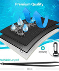 Illustration of waterproof layers and detachable lanyard for 4 Pack 8.5 Inch Waterproof Phone Pouches With Lanyard For Beach And Travel
