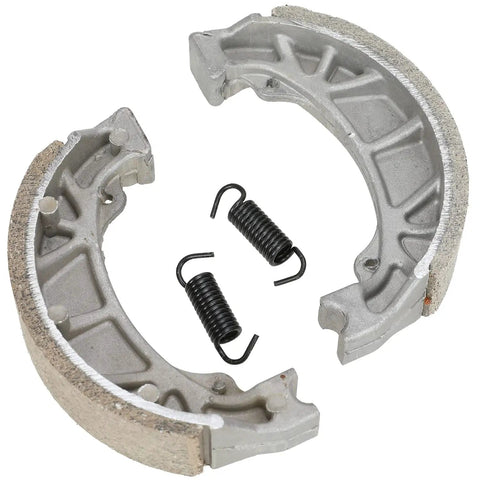 Rear Drum Brake Shoes Replacement For Mini Bikes And Scooters 105mm Fit Coleman CT200U with springs, metallic finish