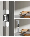 Hidden Door Hinges Set Two Pack Six Inch Three Way Adjustable Invisible Hinges With 180 Degree Swing Heavy Duty Concealed Hinges Load Bearing Up To 88 Lbs Silver Finish For Hidden Doors And Feature Walls