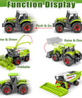 Five Pack Diecast Farm Tractor Toy Set With Combine Harvester And Digger Loader showing functions and movements