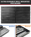 Ultra-durable wall mounted peg board with reverse and positive sides displayed