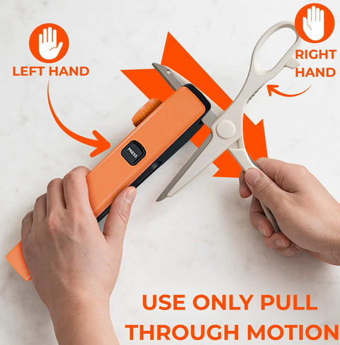 4 Angle Scissors Sharpener For Kitchen, Fabric, Hair And Craft Quick Safe Sharpening With Enclosed Slot Guide Dial in use