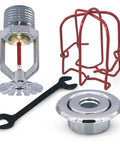 Dope Chrome Fire Sprinkler Head Horizontal Pendant Spray Kit With Wrench Guard And Escutcheon UL Listed 1/2 Inch NPT parts.