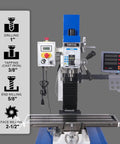 Rock Solid Benchtop Mini Mill Drill Machine featuring a peppy 1.5 HP brushless motor R8 spindle and controls for precision work.