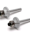 Vacuum Brazed Diamond Router Bit 1/4 Inch Shank For Marble Granite And Travertine Delivers Hella Smooth Bullnose Edge Profiles On Countertops And Shower Curbs Making Your Renovation Look Absolutely Sick, showing two bits from front angle.