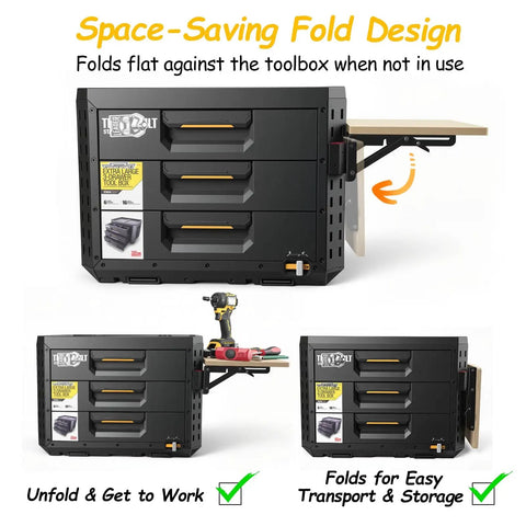 Heavy Duty Foldable Work Table For Toolbox Side Mount Turn Your Toolbox Into A Mobile Workshop with space-saving design