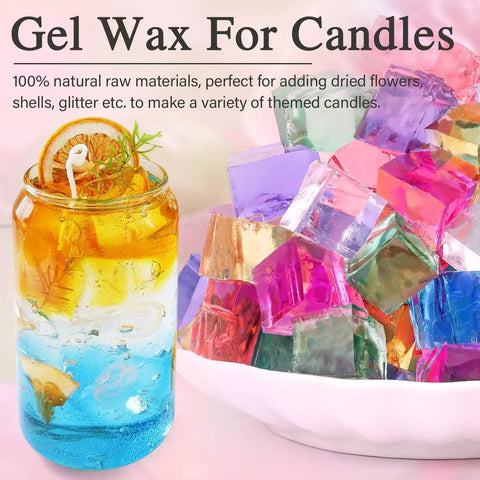 DIY Jelly Gel Wax Candles Making Kit With 1.1 Lb Clear Gel Wax For Beginners Includes 20 Wicks 20 Wick Stickers Smokeless