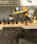 Boss Level 8 Piece Plug Cutter Drill Bit Set Premium Carbon Steel Hole Saw Kit with different sizes in wood for woodworking DIY.