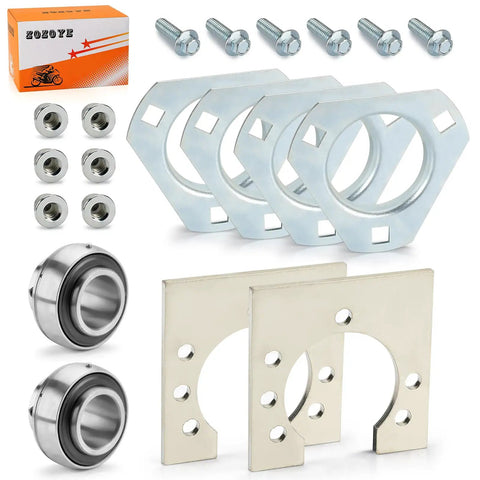 1 Inch Live Axle Bearing Kit For Go Karts Mini Bikes Trikes And Off Road ATVs With 3 Hole Flangette Mount Hangers