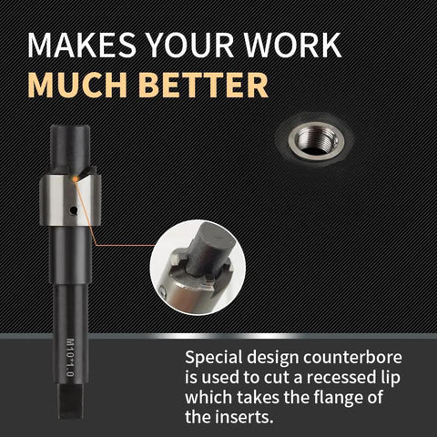 Thread Repair Kit M10X1.0X12.7MM with Stainless Steel Inserts and HSS Drill Tap Counterbore installation driver