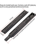 Heavy Duty 14 Inch Full Extension Drawer Slides Featuring Slick Ball Bearing Glides And Rust Resistant Zinc Coated Steel Rails for kitchen use, 2 pieces.