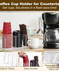 Two Pack Acrylic Coffee Cup Holder Organizer With Three Compartments For Storing Cups And Lids Countertop Dispenser Station Grab And Go Bar Kitchen Farmhouse Decor Clear beside coffee machine