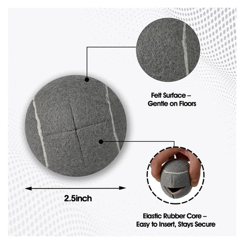 Close-up of 12 Pack Precut Tennis Ball Glides for Walkers Easy Slip On Felt Pad Covers showing felt surface and elastic rubber core.