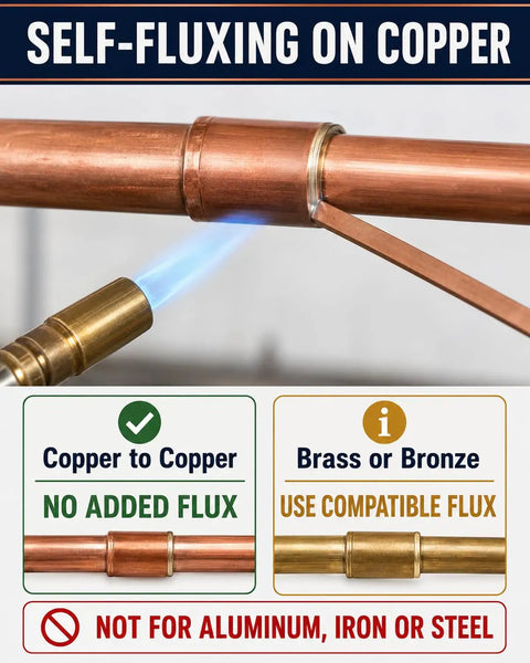 Self-fluxing brazing process on copper pipes using Heavy Duty Copper Phosphorus Brazing Rods For Hvac Repair.