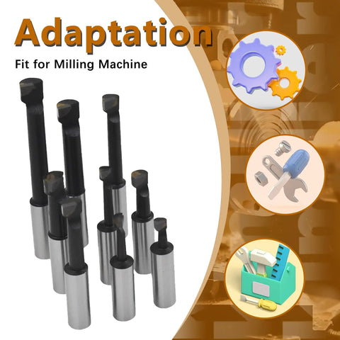 2 Inch Boring Head With R8 Shank Pro Grade Heavy Duty Boring Bar Set For Milling And Lathe Work, shown with carbide tipped bars