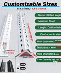 Premium Heavy Duty L Brackets For DIY Shelving And Garage Racks, customizable steel slotted angle bars with adjustable holes