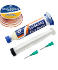 Desoldering Wick And Soldering Flux Paste For Electronics Repair No Clean Flux 10cc Solder Removal Kit with multi-size applicators