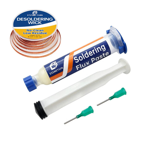 Desoldering Wick And Soldering Flux Paste For Electronics Repair No Clean Flux 10cc Solder Removal Kit with multi-size applicators
