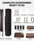Complete accessories for the 11x11 Pop Up Gazebo With Mesh Netting And UPF 50 Plus UV Protection, including frame and ropes.